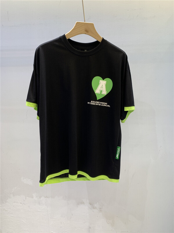[Parkson] round neck loose fake two short sleeved T-shirt 5687# ZZL