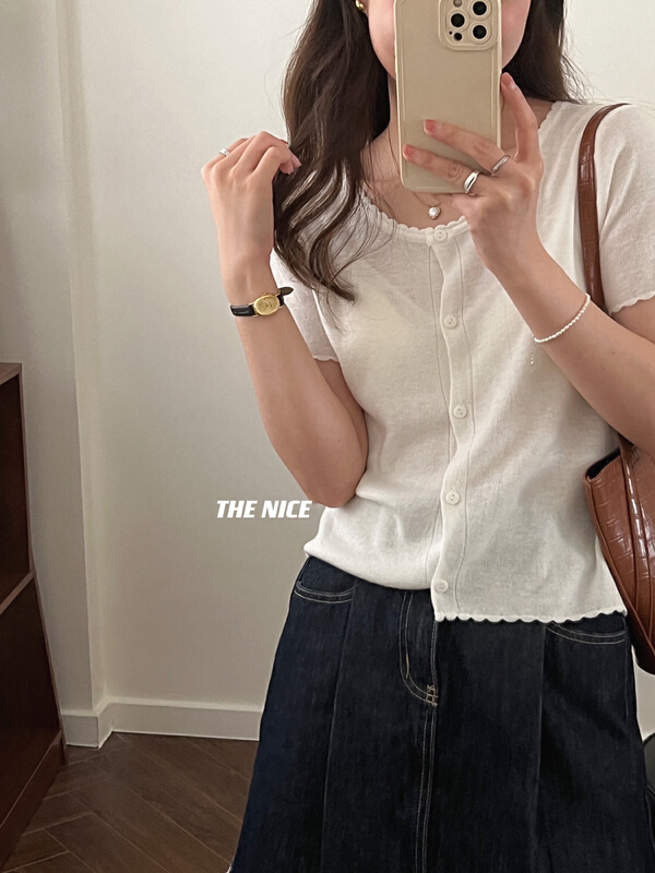 [the nice] Korean wave edge short sleeve sweater 00231# hjy