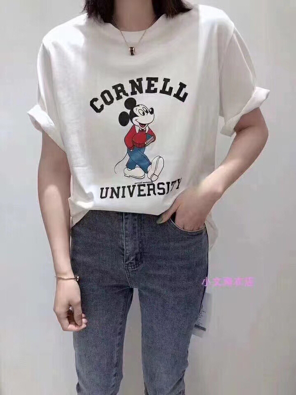 [ziyijia] Korean letter Mickey round neck short sleeve T-shirt 0047# WTT