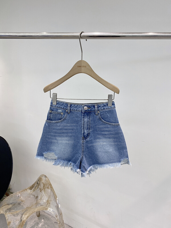 [Yang lotus] tassel hand scissors personalized denim shorts s122433139# ozq