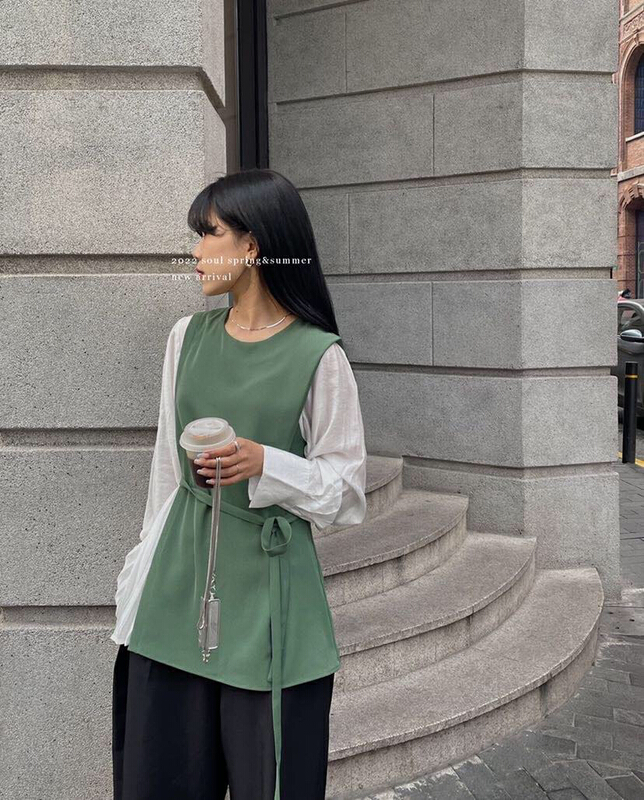 New year in early spring! [soul] round neck stitched pleated shirt at18031211x# CLS