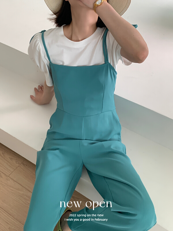 New in early summer! [new open] Korean high waist loose temperament simple and versatile Jumpsuit fk22289# zxl