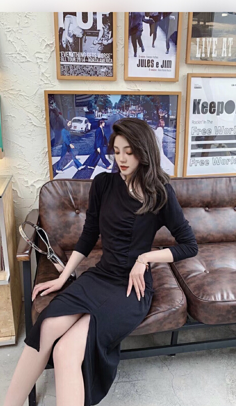 [Hello] irregular slit thin dress a6206-1# lwy
