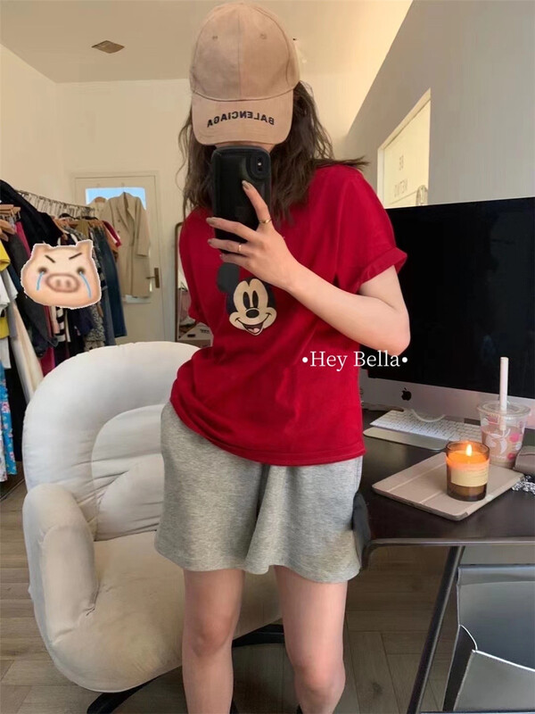 [hey Bella] Mickey cartoon printed short sleeve T-shirt ys1-1286# ll
