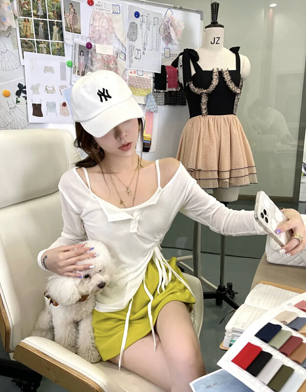New in early summer! [JH] net red drawstring sunscreen shirt + casual skirt suit 41460# PCZ