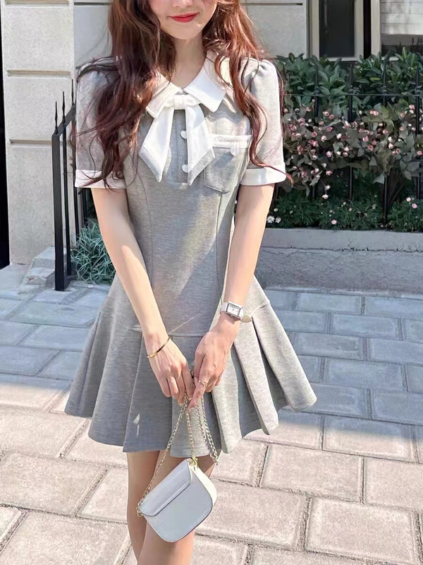 [only love] Korean style, slim, age reducing, pure and versatile dress (with bow) c353# zxl