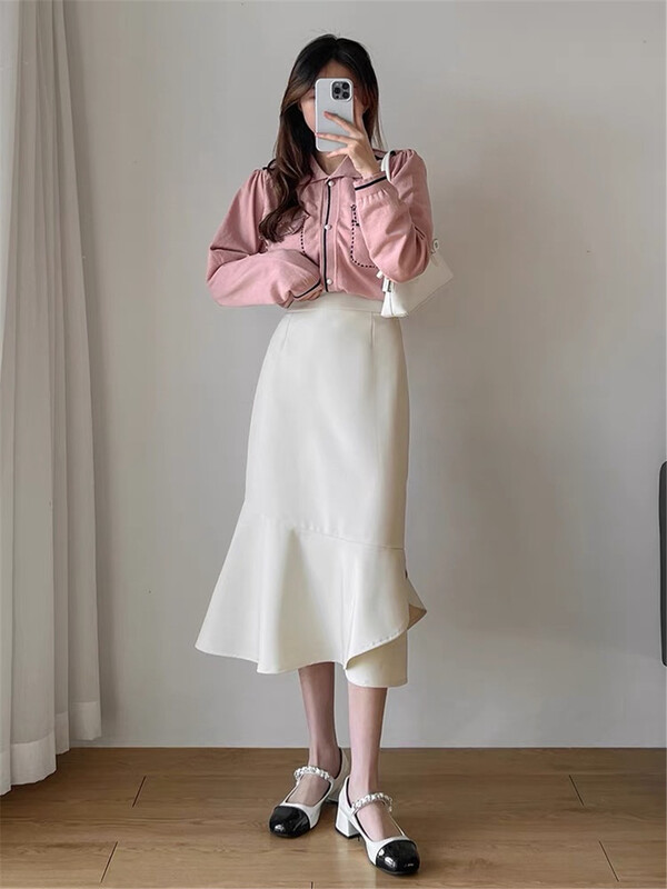 Stock! New year in early spring! 【 Baolin 】 pleated high waist lady skirt 9922\l