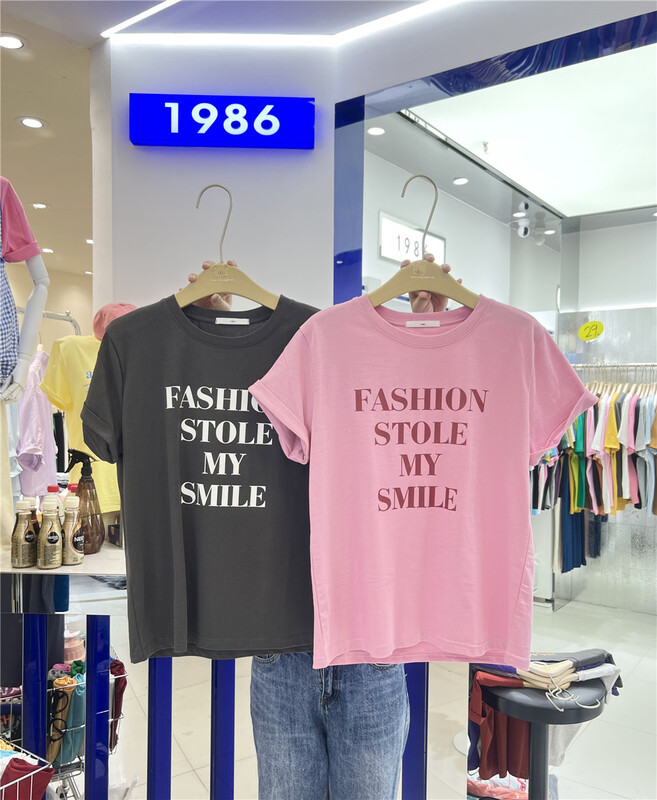 [1986] lazy letter printed Casual Short Sleeve T-shirt c851# LSL