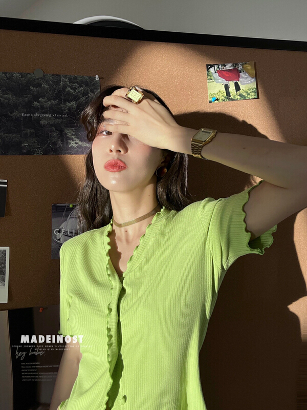 New in early summer! [OSHA madeinost] small knitted shirt 86232# ll