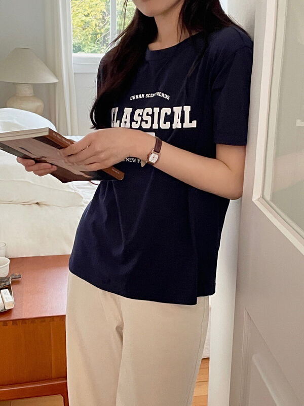 New year in early spring! [Hello September] Vintage letter printed short sleeve T-shirt m2218# CLS