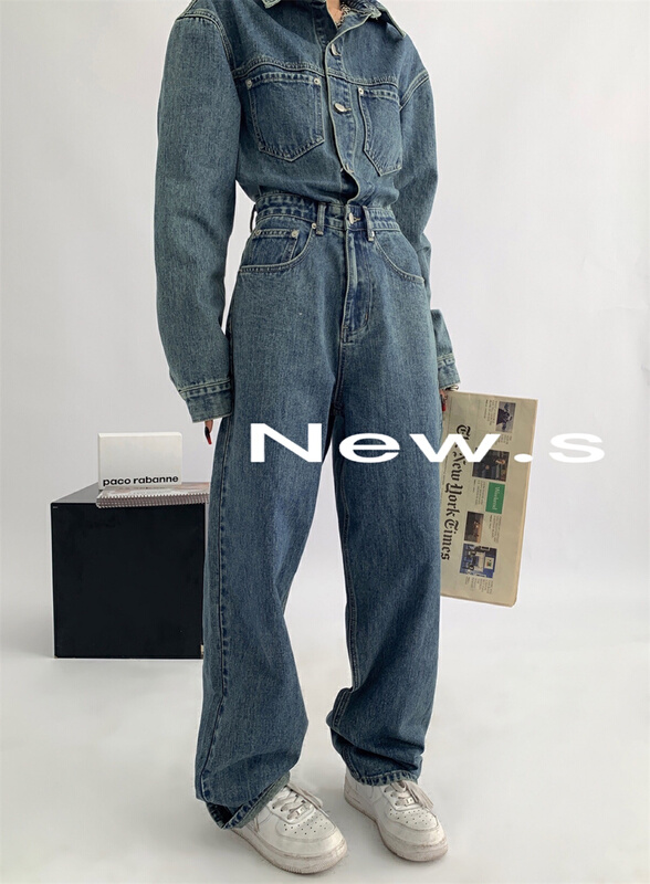 早春上新!【NEW.S】韓版高腰水洗牛仔連體褲  8815#  OZQ