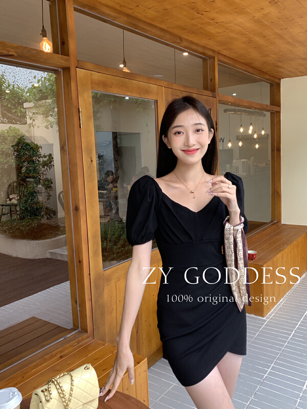 goods in stock! New in early summer! [ZY] French style V-neck waist tight thin dress 68267# ozq