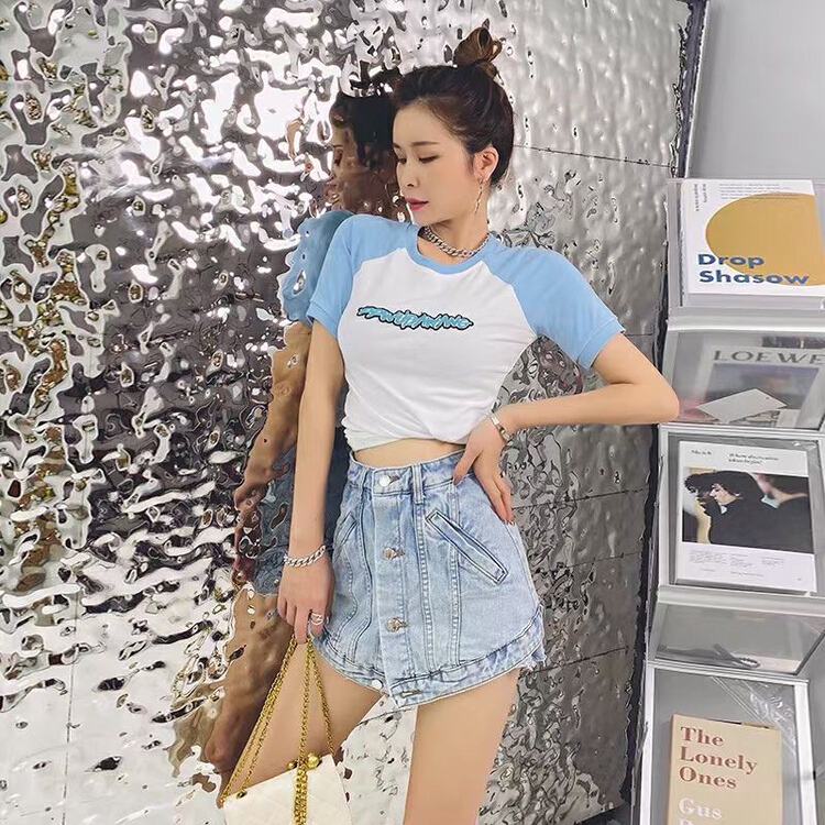 [hgyc fairy tale princess] fake two fashionable niche denim shorts 1510# JJ
