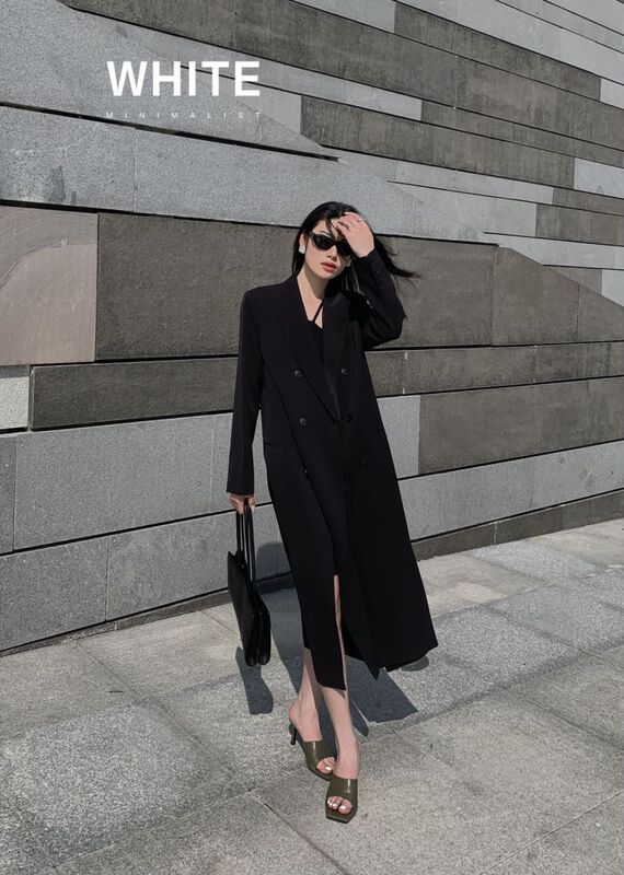 New year in early spring! [white] minimalist big brand spring long coat 88166# XYJ