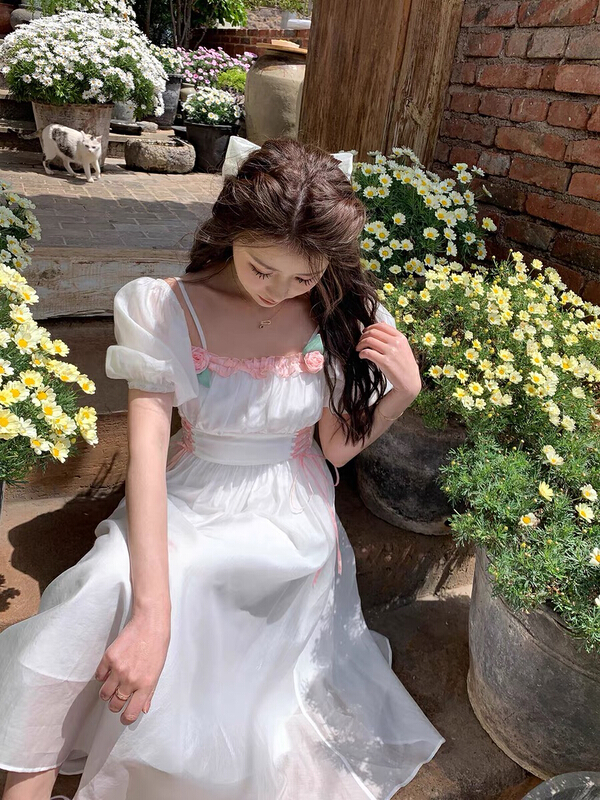 [jun.t] Mori sweet temperament dress (with waist rope and corsage) 6045# PCZ