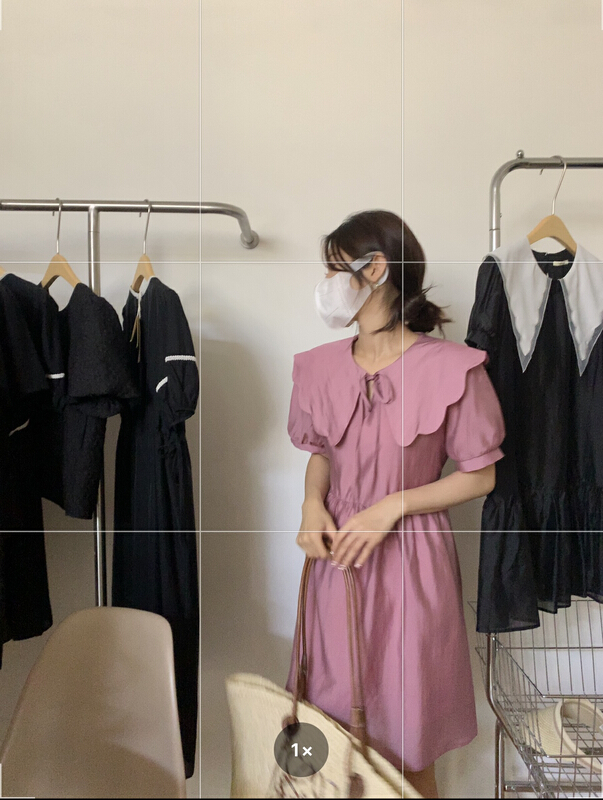 [thirten 13] Korean doll neck design dress 1677# XYY