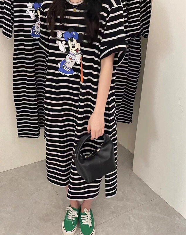 New in early summer! [Susan] Mickey Stripe Print loose dress 1191# LSW