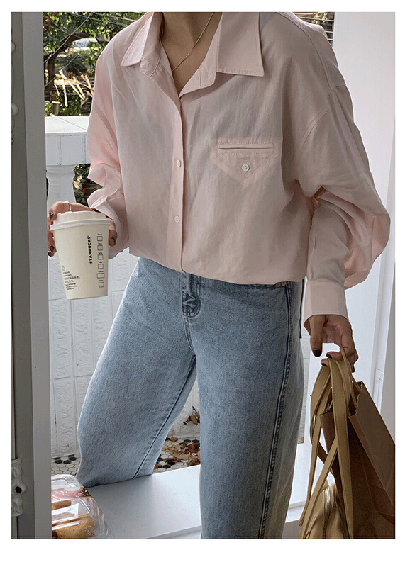 goods in stock! [Dai Dai] simple solid color loose shirt 4530# L