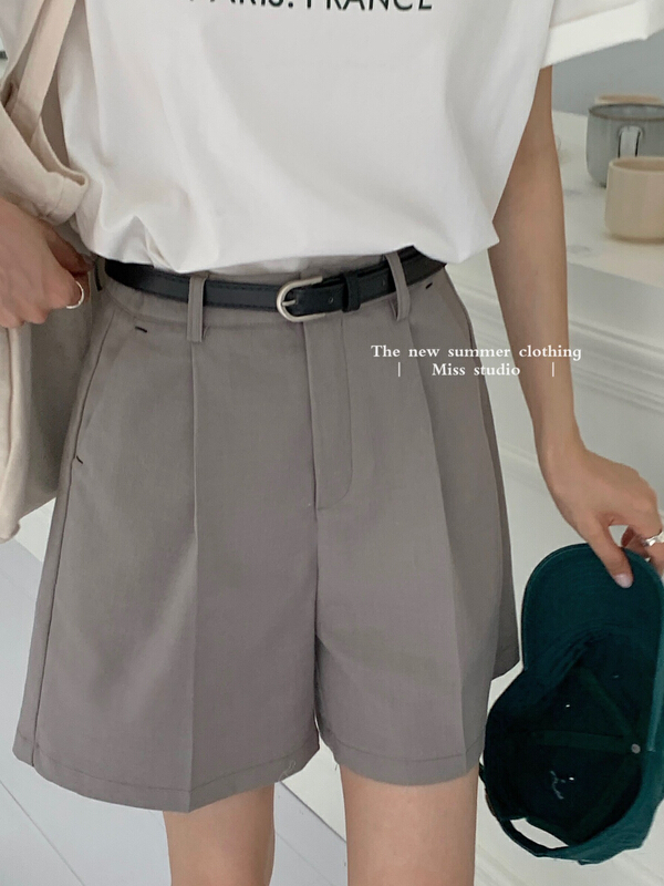 New in early summer! [miss miss miss home] pocket small characteristic versatile casual shorts (with belt) w116# zjy