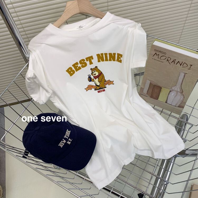 New year in early spring! [one seven] bear casual comfortable short sleeve T-shirt 6861# ll