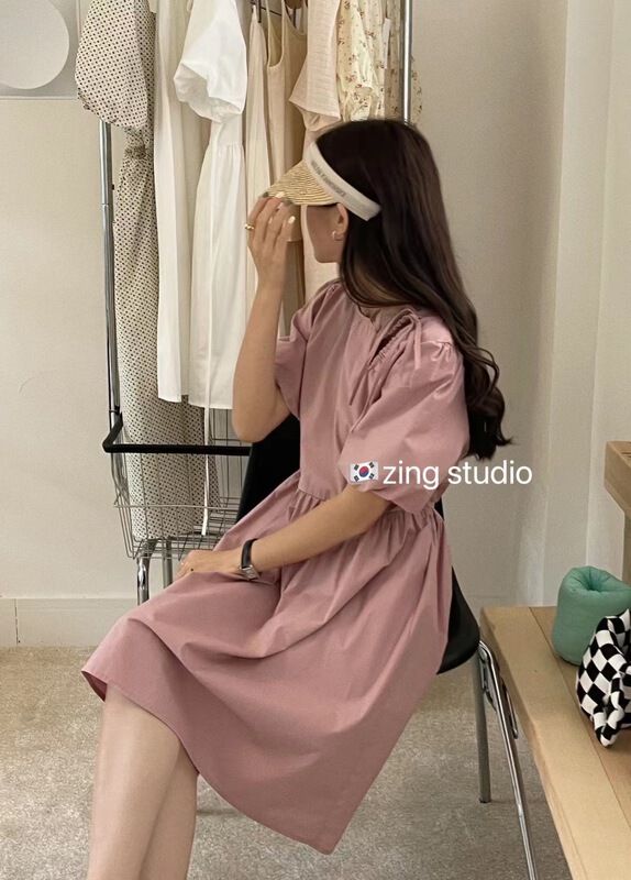[zingstyle] crew neck net color lace up versatile dress w1308# HBx