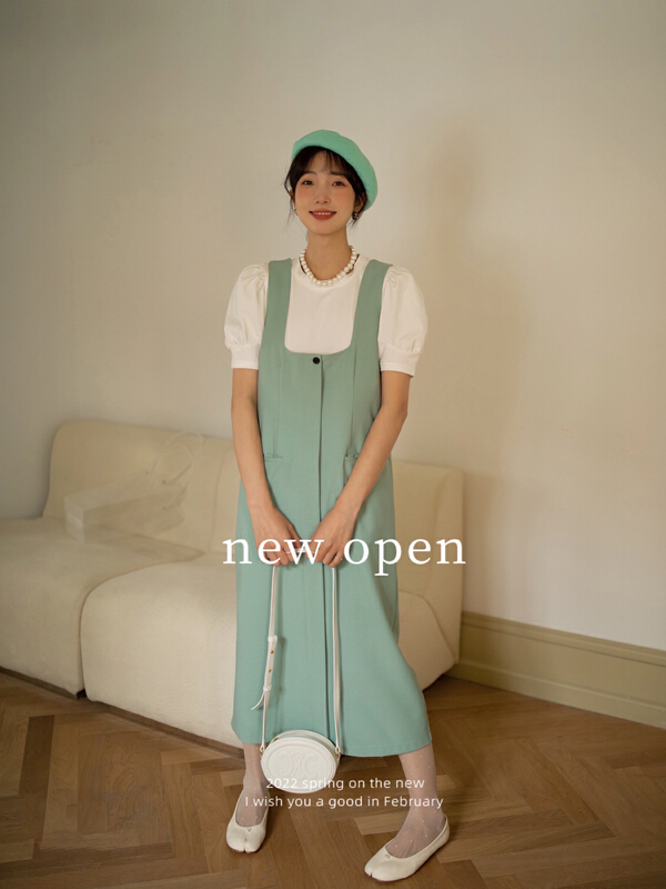 goods in stock! [new open] Korean version loose straight tube thin suspender skirt wk2205# zxl