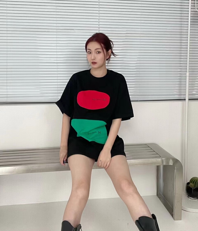 New in early summer! [42] color blocked letter printed short sleeve T-shirt (excluding necklace) b679# WTT
