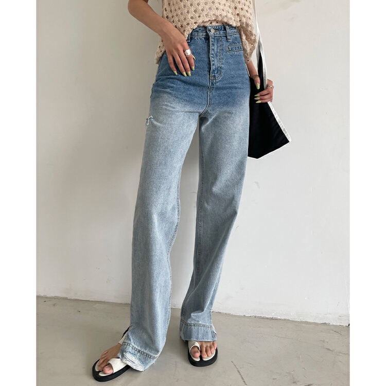 [FabI] Korean casual gradient ripped jeans 5270# XYJ