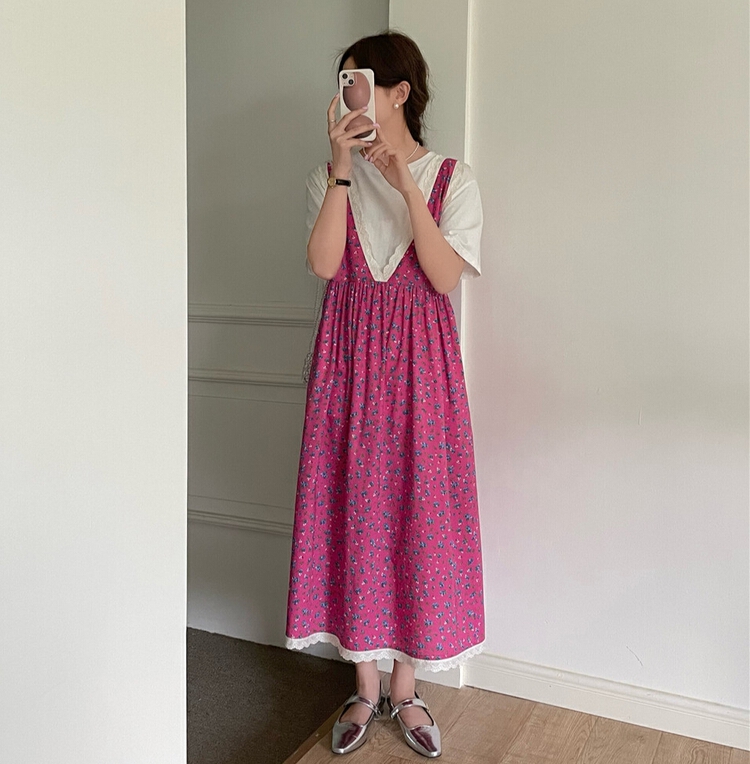 goods in stock! [feeding] Korean Floral Lace loose vest dress 3379-e5# cqw
