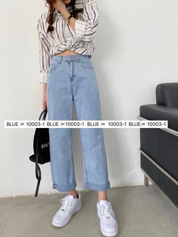 [blue] casual straight jeans (without belt) 10003-1# hjy