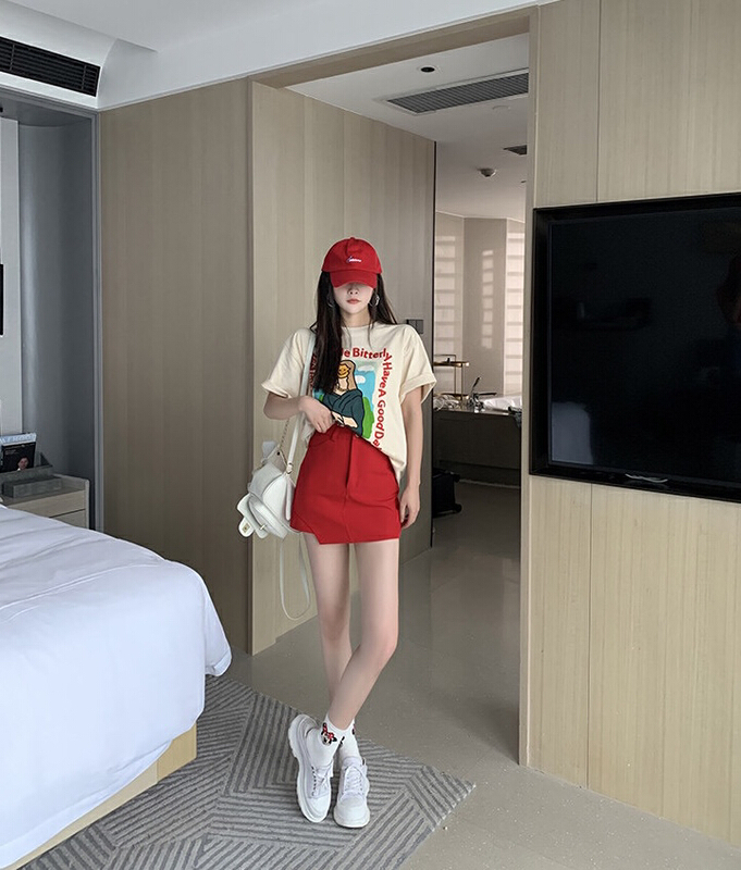 New in early summer! [savage] Korean spicy girl style irregular high waist A-shaped denim skirt e6962# WPL