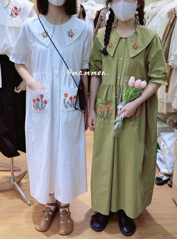 New in early summer! [Mammon] Korean doll neck embroidered dress 1568# XYY