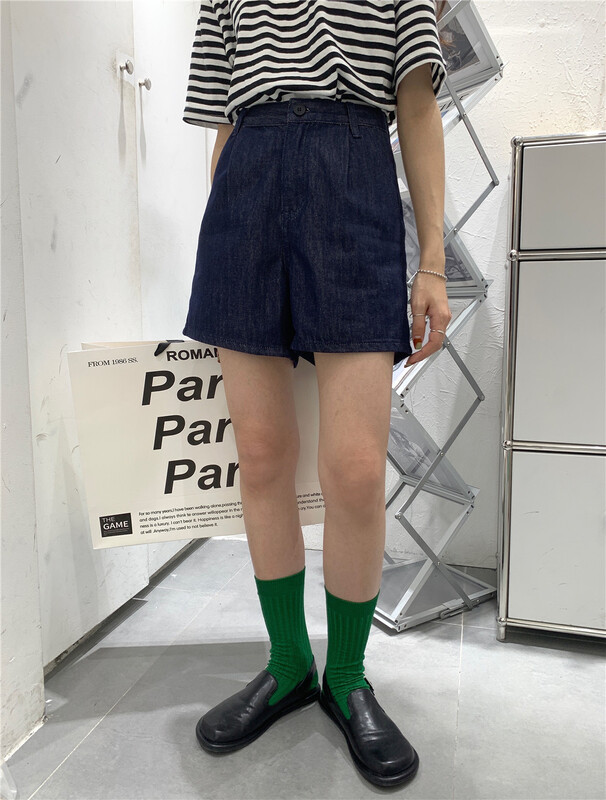 New in early summer! [t-platform] Korean Vintage loose denim shorts 8305# zxx