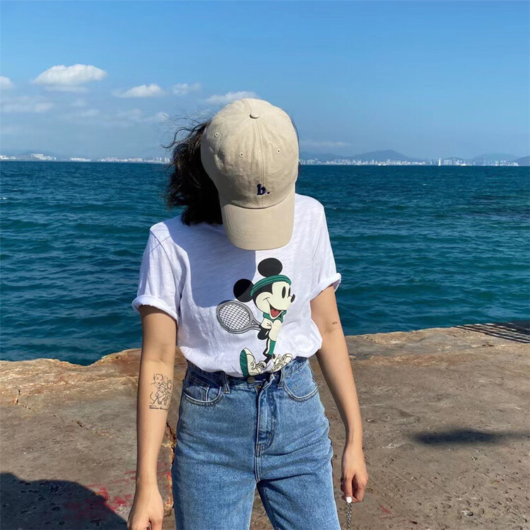 New year in early spring! [one seven] Mickey print loose Vintage short sleeve T-shirt ys1-t5693# LSL