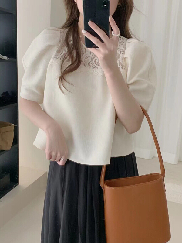 [RS] stitched Lace Crochet T-shirt dh1093\xyy