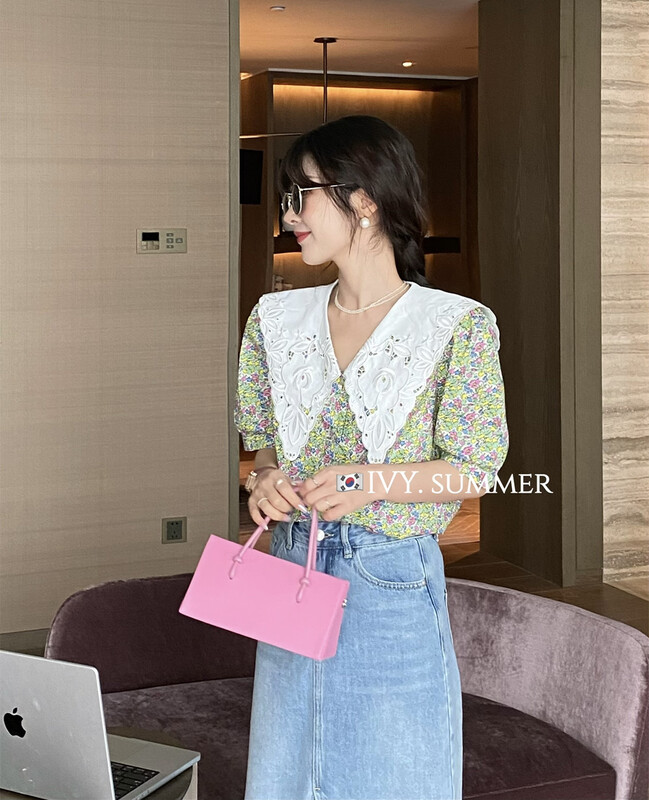 [Ivy] Korean stitching design retro small shirt 88219# XJ