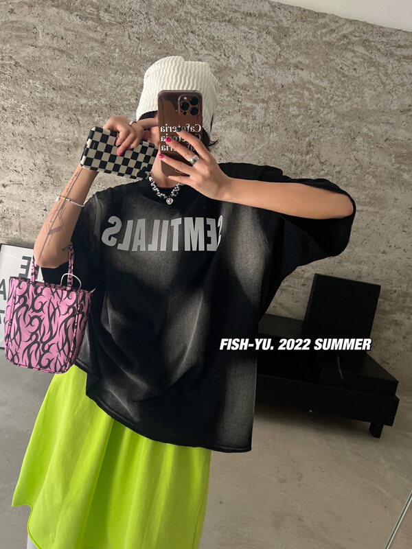 [fish Yu] loose Korean versatile short sleeve T-shirt 22153# LSL