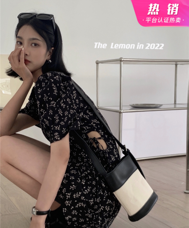 New in early summer! [lemon green tea] Korean design floral dress 2110# hjy
