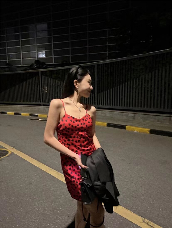 New in early summer! [fox] love pattern suspender dress 8667# WTT