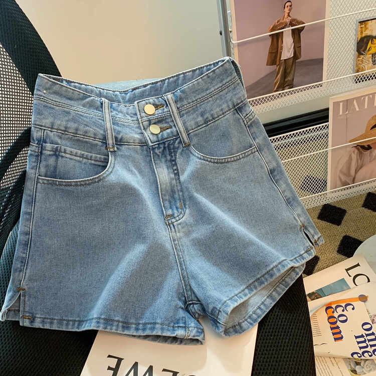 [kakajia] loose wide leg high waist denim shorts 9128# ozq