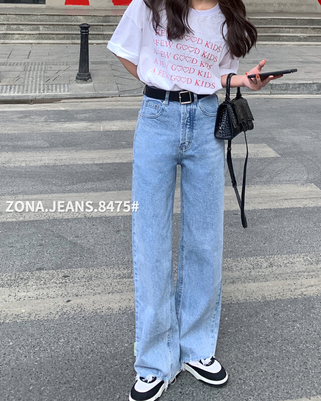 goods in stock! New year in early spring! [zona] Korean high waist loose wide leg jeans (without belt) ys1-8475# ozq