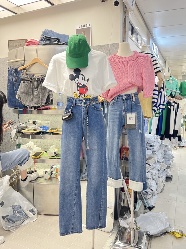 Early spring! [X1] split wide leg skinny jeans (with waist bag) w146# LSL