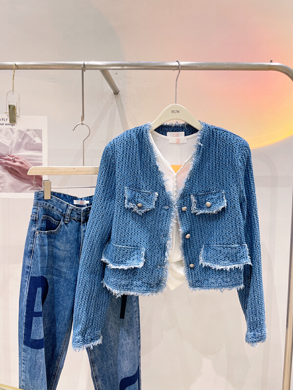 goods in stock! [sun] Korean design sense short denim jacket (excluding inner layer) 86071# lwy