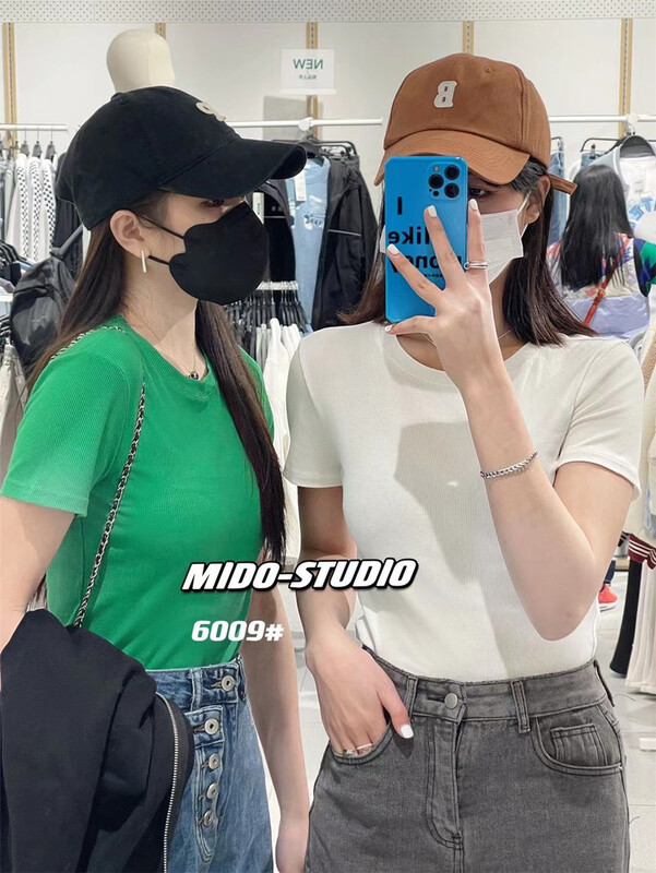 New year in early spring! [Mido] simple and fashionable short style solid color short sleeve T-shirt 6009# LSL