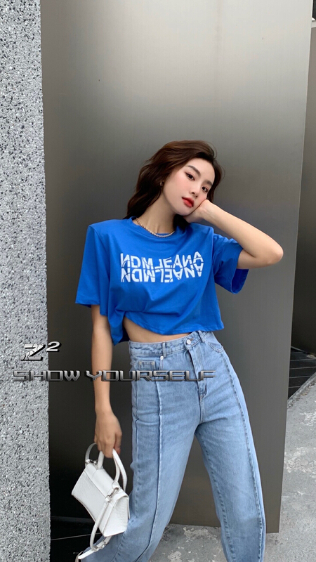 Original price 29.32! [Z2] Korean alphabet printed short sleeved T-shirt 1006# WTT