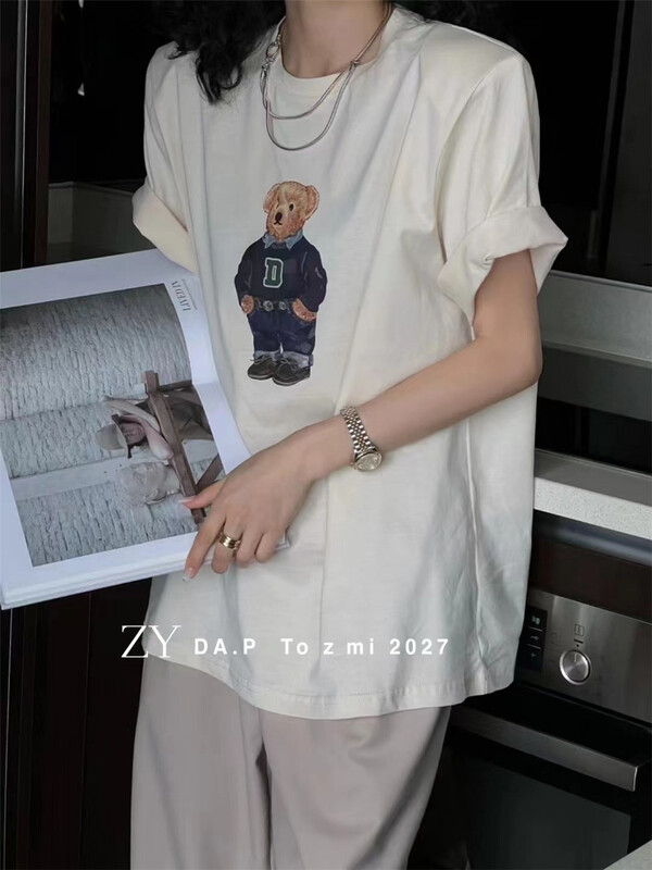New in early summer! [ZY] bear print Pullover short sleeve T-shirt 2027# WTT