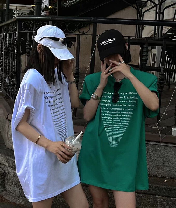 [DG] personalized shoulder pad letter short sleeve T-shirt 8096# XJ
