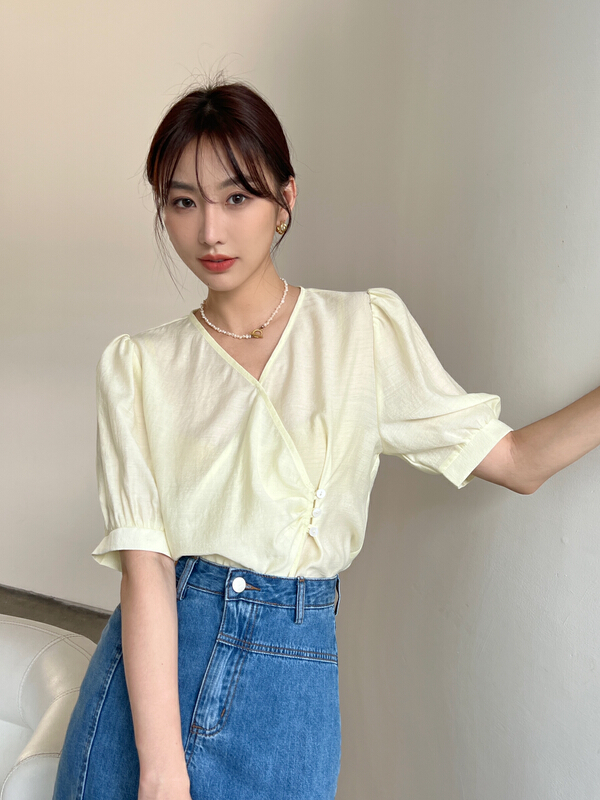 [context sense] Korean style textured Tencel button up blouse mnc986# CLS