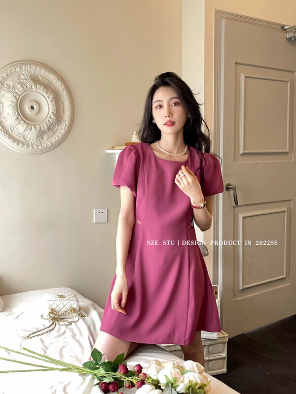 [Sze] design sense beware of machine leakage waist dress 60080# zxx