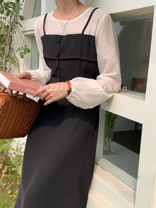 New year in early spring! [JH] fake two small fragrance color contrast dresses 41036# PCZ